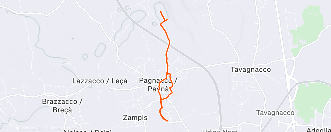 Map of the activity, Corsa pomeridiana