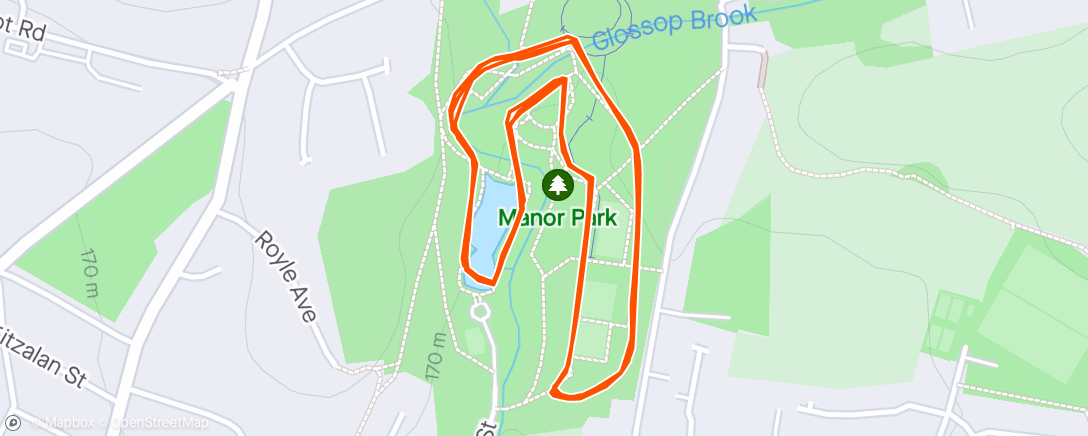 Map of the activity, Glossop Park Run