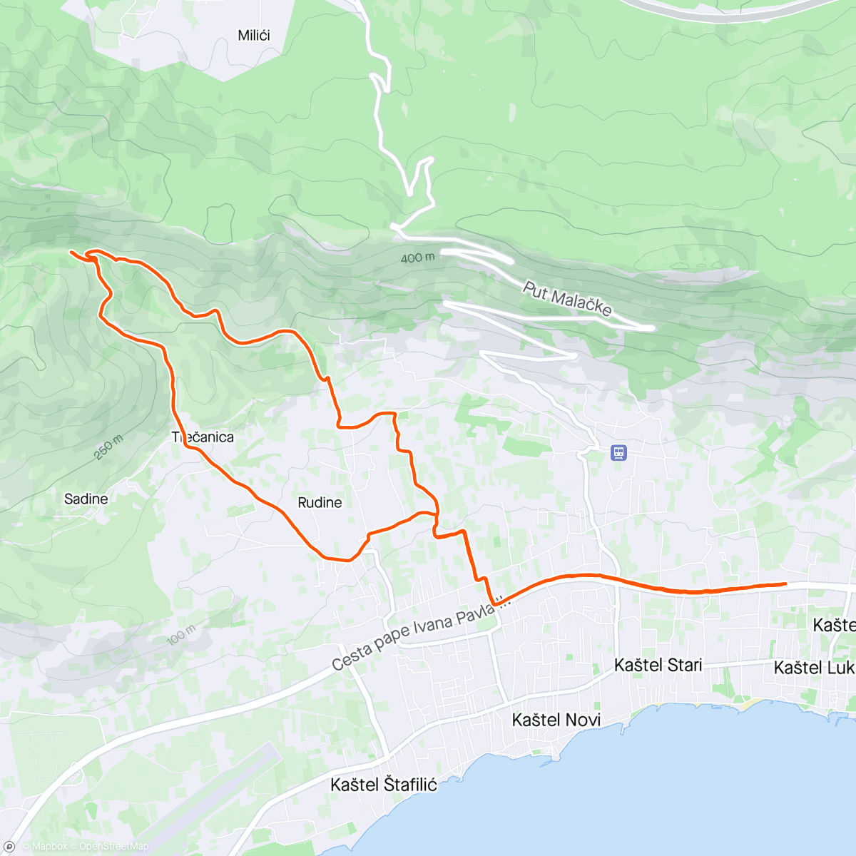 Map of the activity, Einmal die Hügel rauf und zurück
