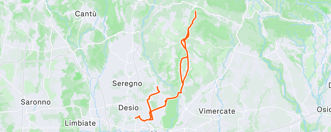 Map of the activity, Sirtori da Viganò x 2 e poi a caso per arrivare a 27000 km!!!