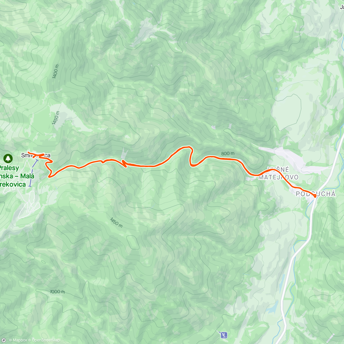 Mapa de la actividad, SMREKOVICA (vraj najtazsie stupanie na SK -  stale lahsie ako Braunsberg) - Niekto si da cestou na sluzobku obed v Kolibe, niekto jeden kopcek