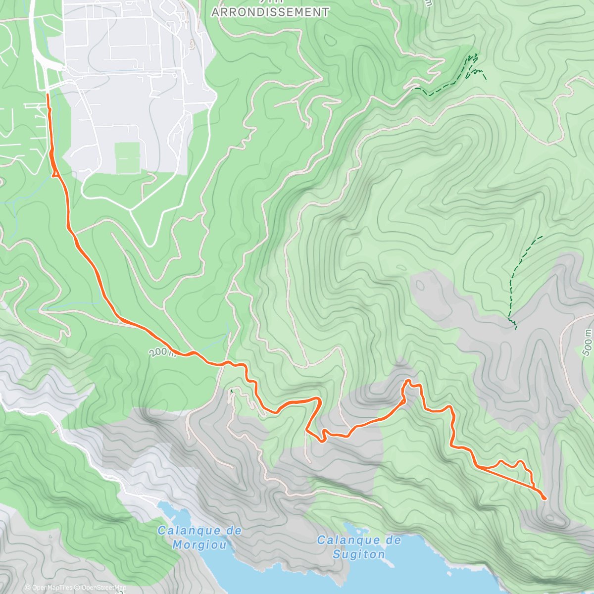 Map of the activity, Course à pied dans l'après-midi