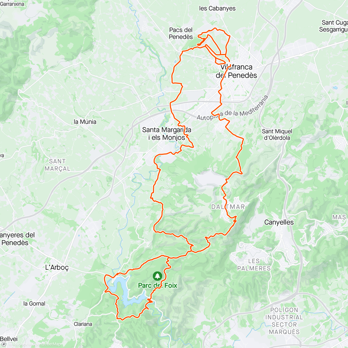 Mapa da atividade, Vuelta al Pantano de Foix 🏞️