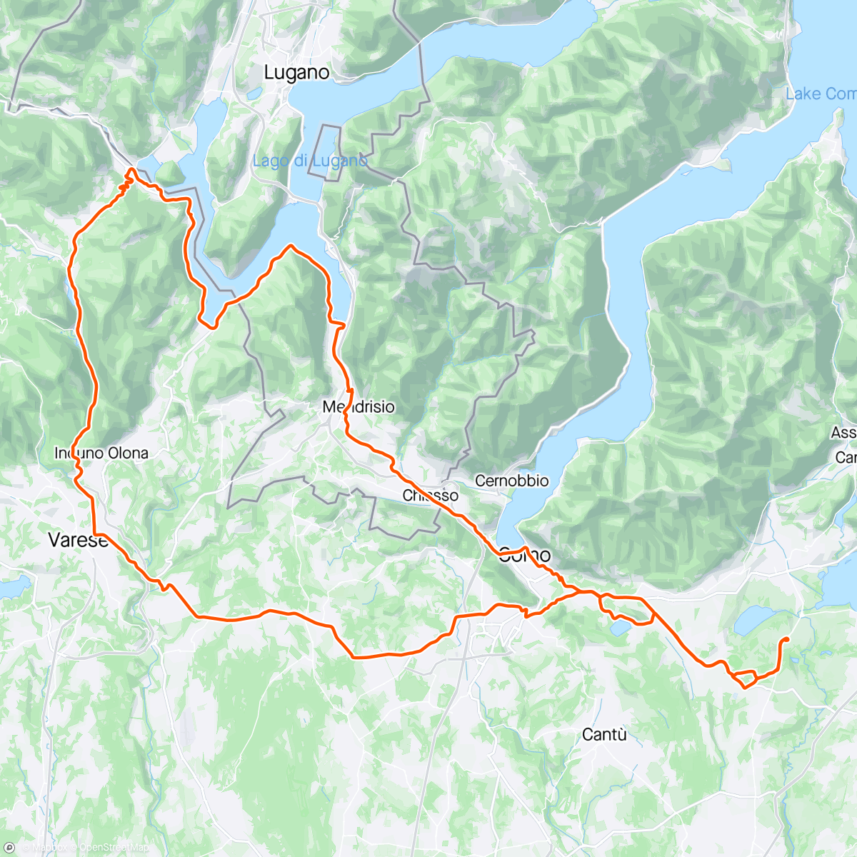 Map of the activity, Como - Ponte Tresa - Valganna - Varese