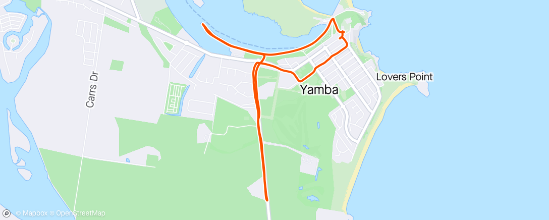 Map of the activity, Morning Run exploring Yamba