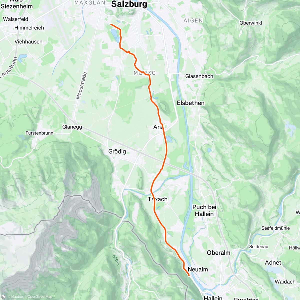 Map of the activity, Day 485 / #CPT2LDN / Hallein to Salzburg