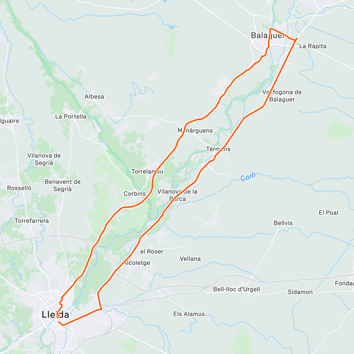 Карта физической активности (ROAD: LLEIDA - BALAGUER - LLEIDA)