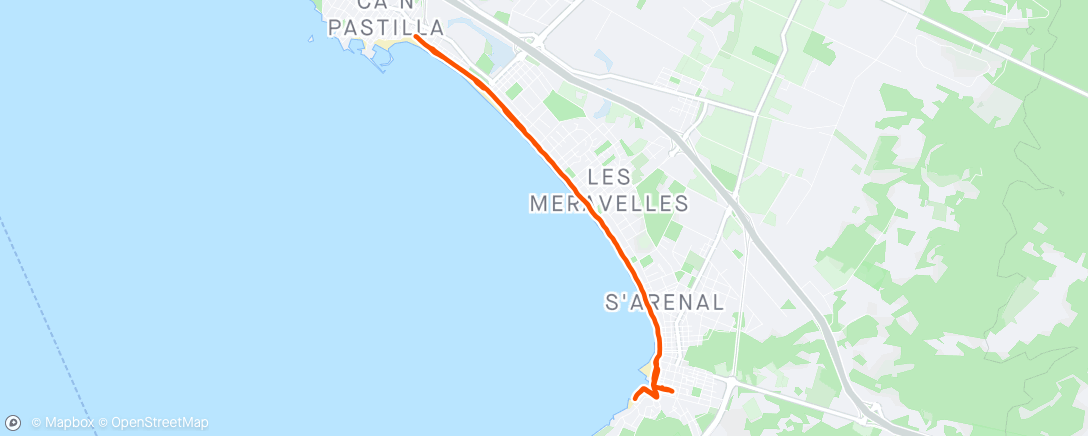 Map of the activity, Last day in Playa de Palma.. long run for the week done 🏖️ ✔️