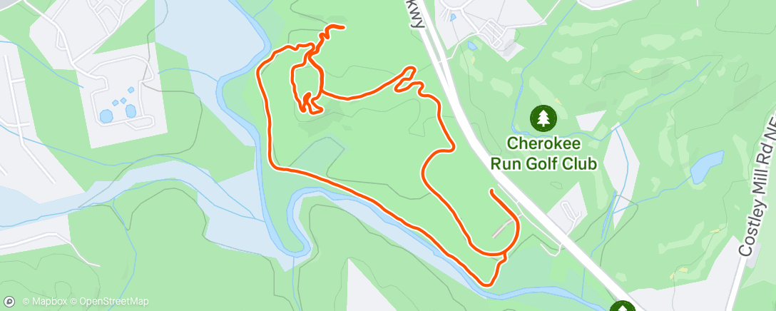 Map of the activity, Afternoon Run