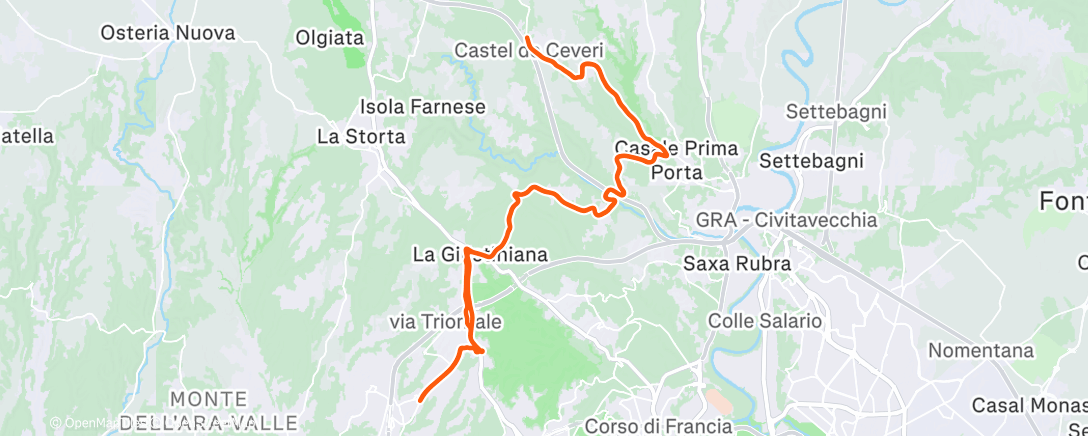 Map of the activity, Pedalata dell'ora di pranzo