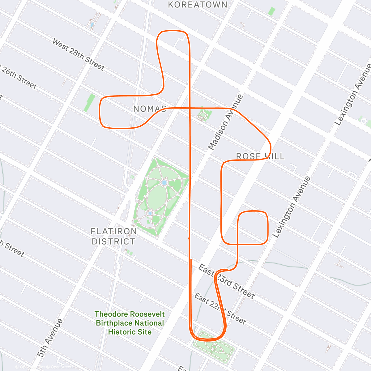 Карта физической активности (Zwift - Times Square Circuit in New York)