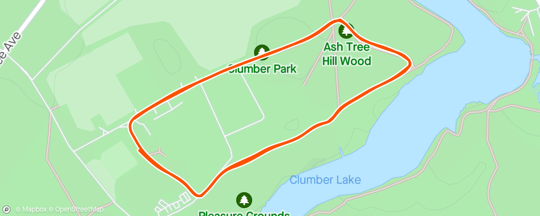 Map of the activity, Clumber Parkrun
