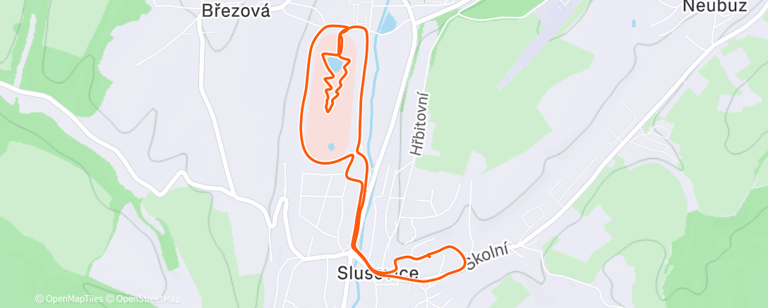Map of the activity, Slusovický vánoční stromeček na dostihovce