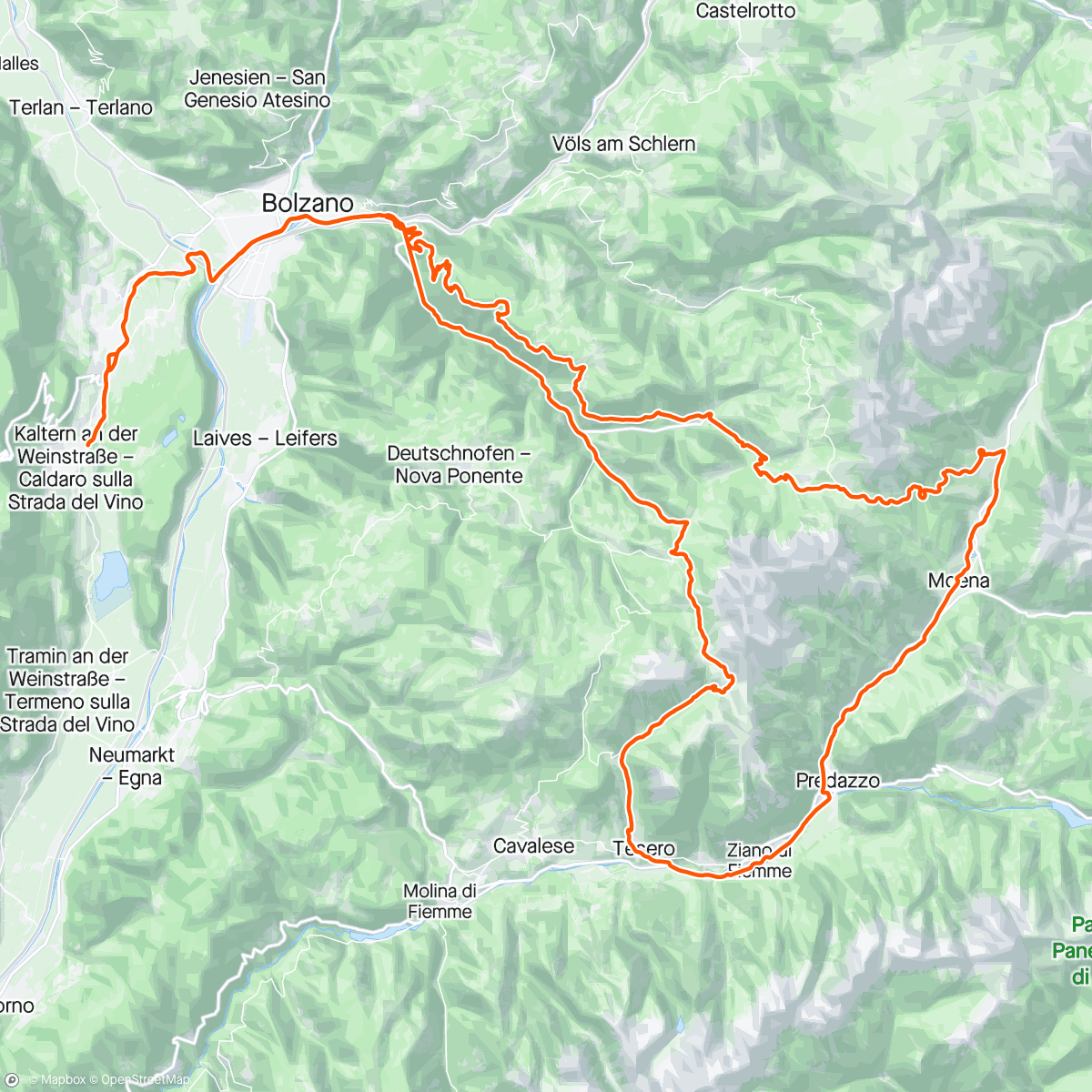 Map of the activity, Lago di Carezza & Passo di Costalunga 💚🤍❤️