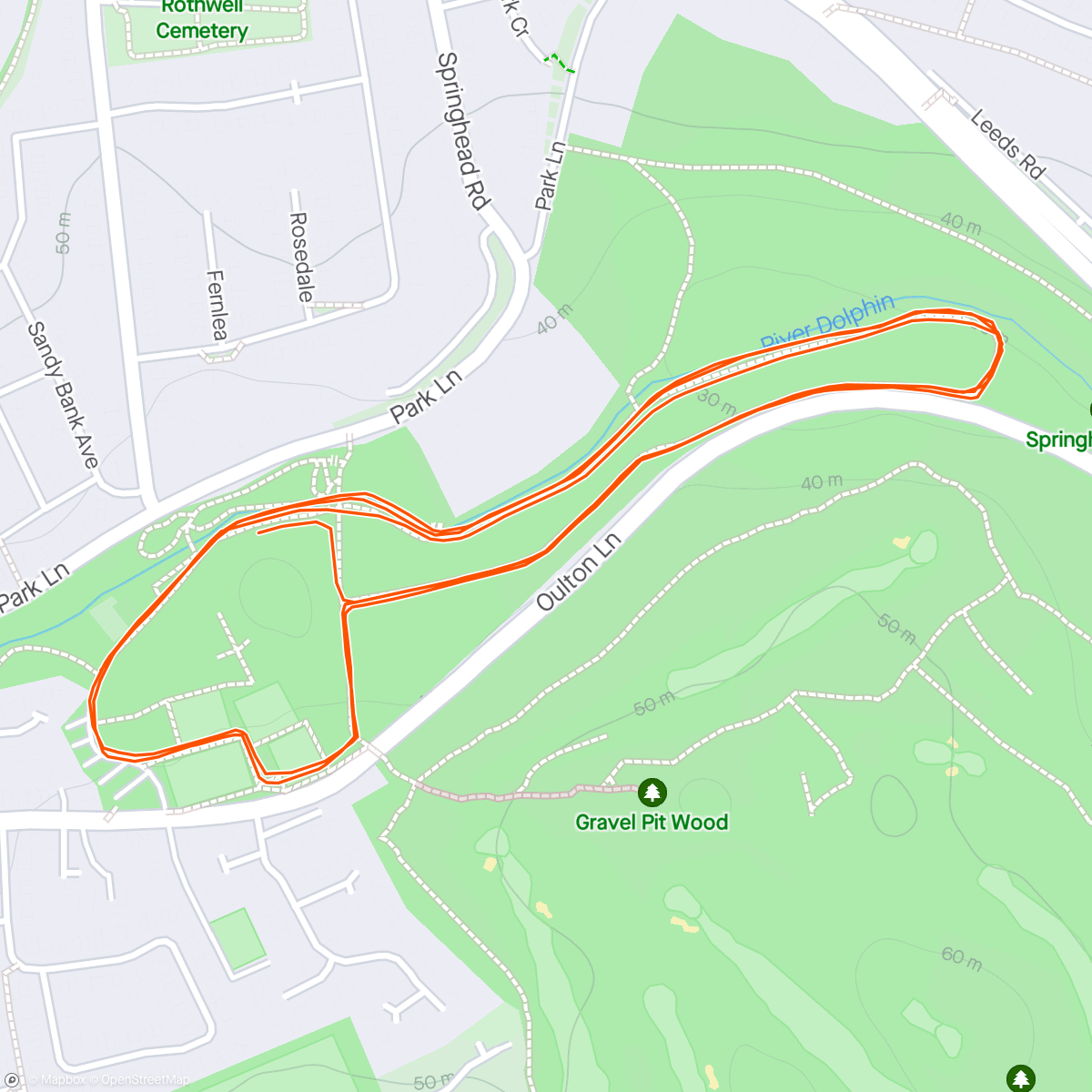 Map of the activity, Rothwell parkrun with noah
