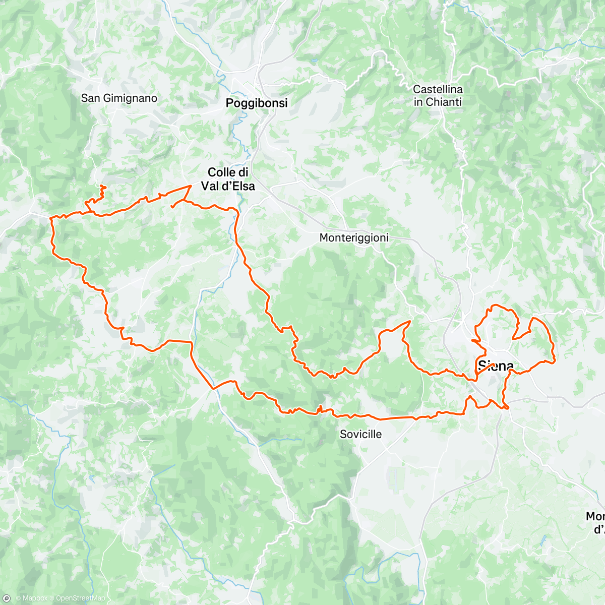 Map of the activity, Strade Bianche rit