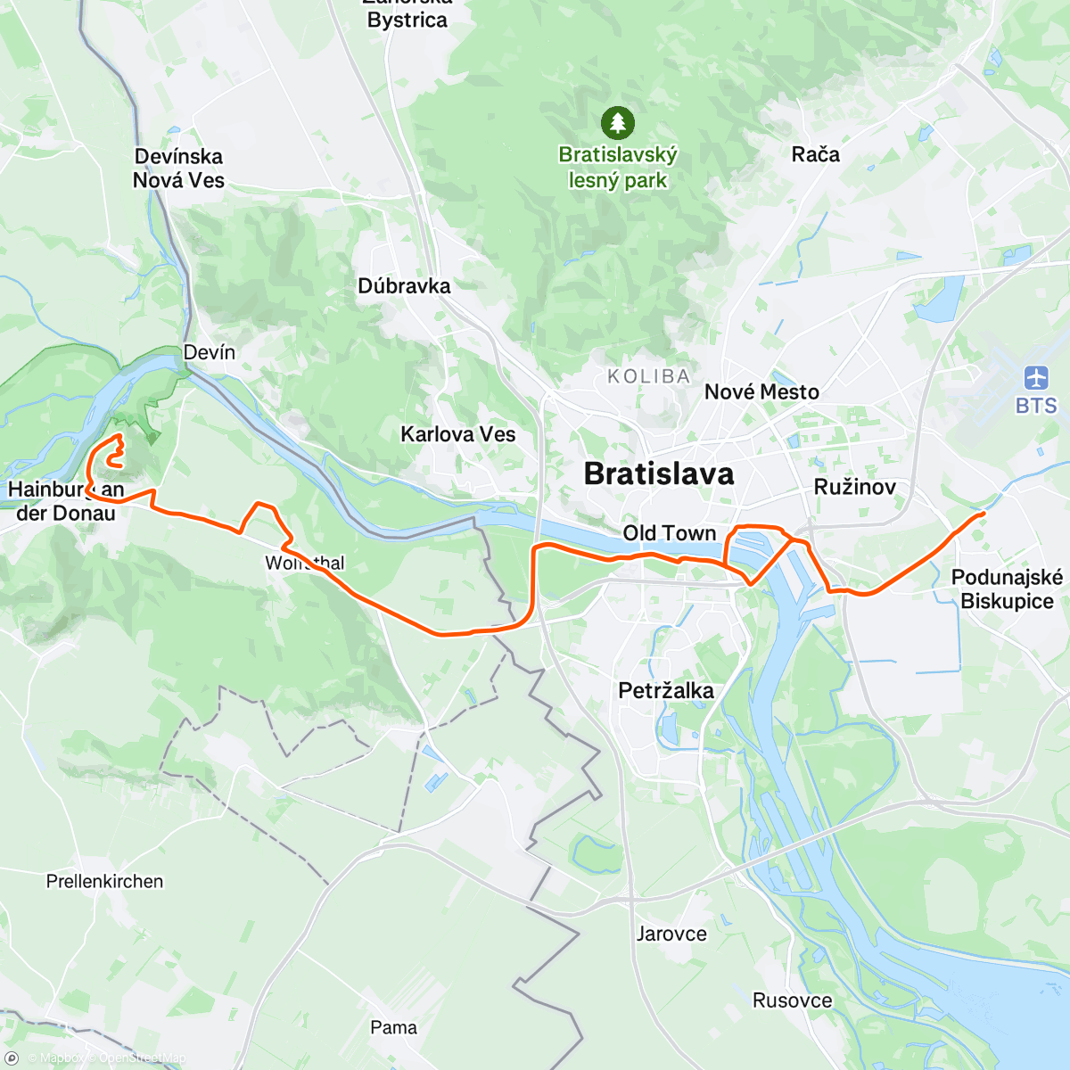 Map of the activity, Lunch Ride