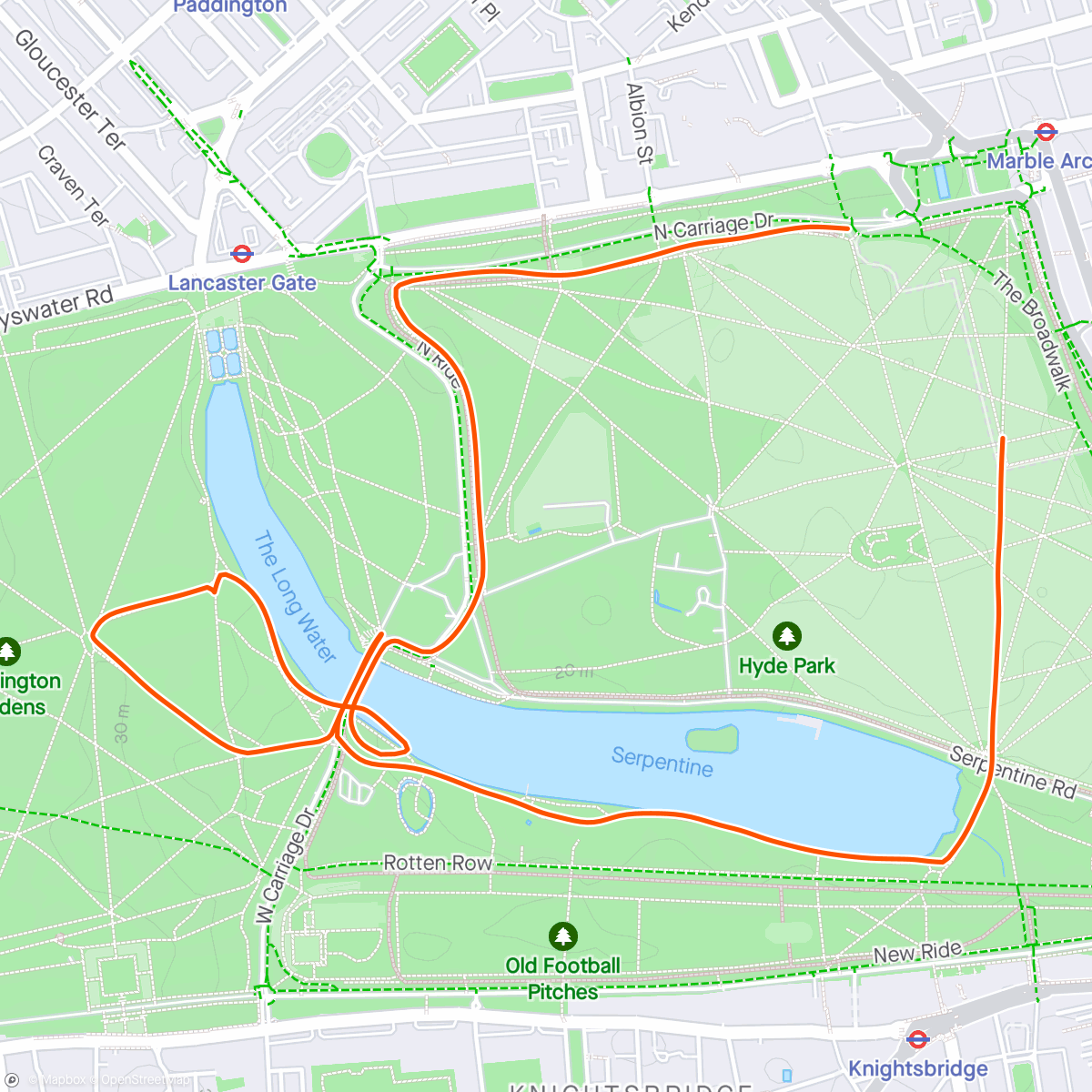 Map of the activity, Run Club: Hyde Park edition