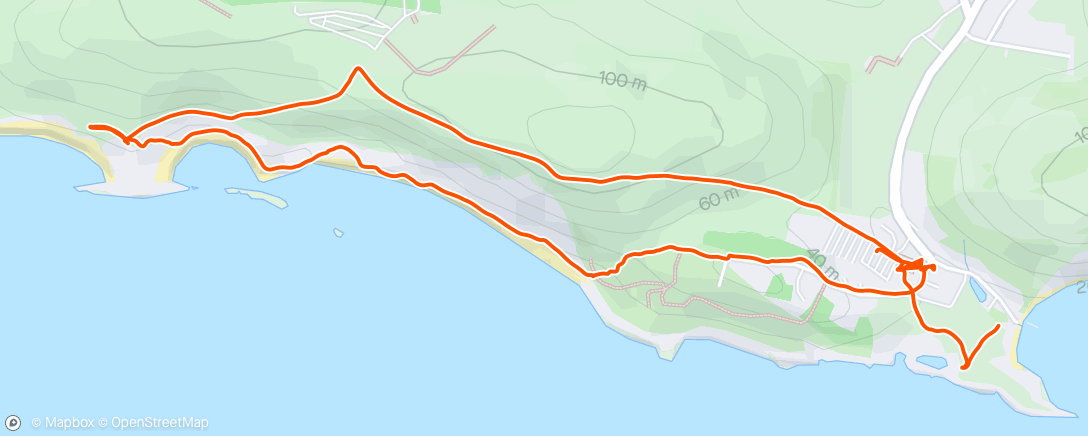 Map of the activity, Yomp with Sue to Durdle Door and Lulworth Cove. Walked back along beach and climbed cliff.