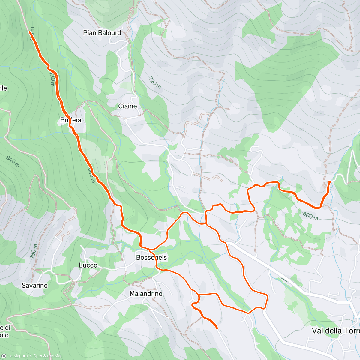 Map of the activity, Snowy & hilly