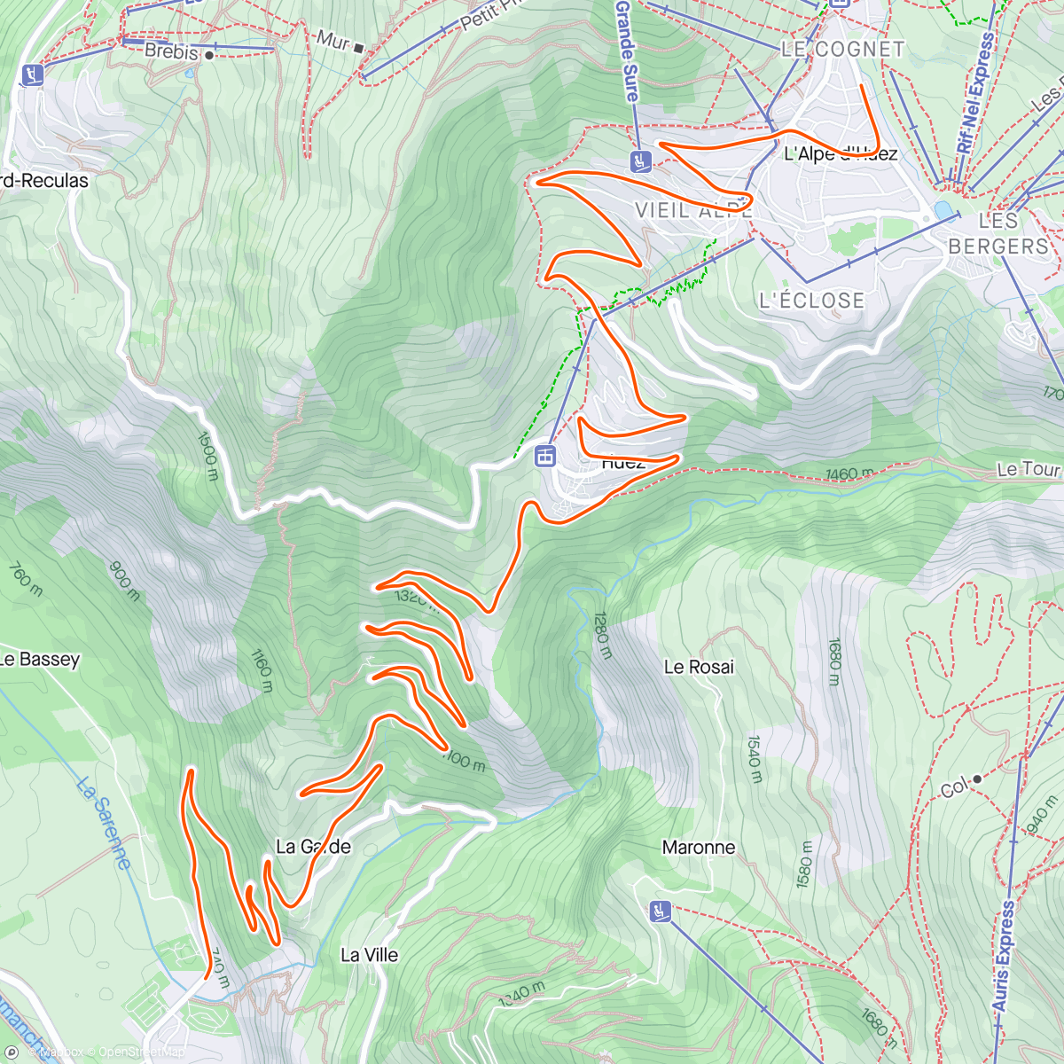 Map of the activity, Wattbike Alpe d'Huez (Official Crono Course)