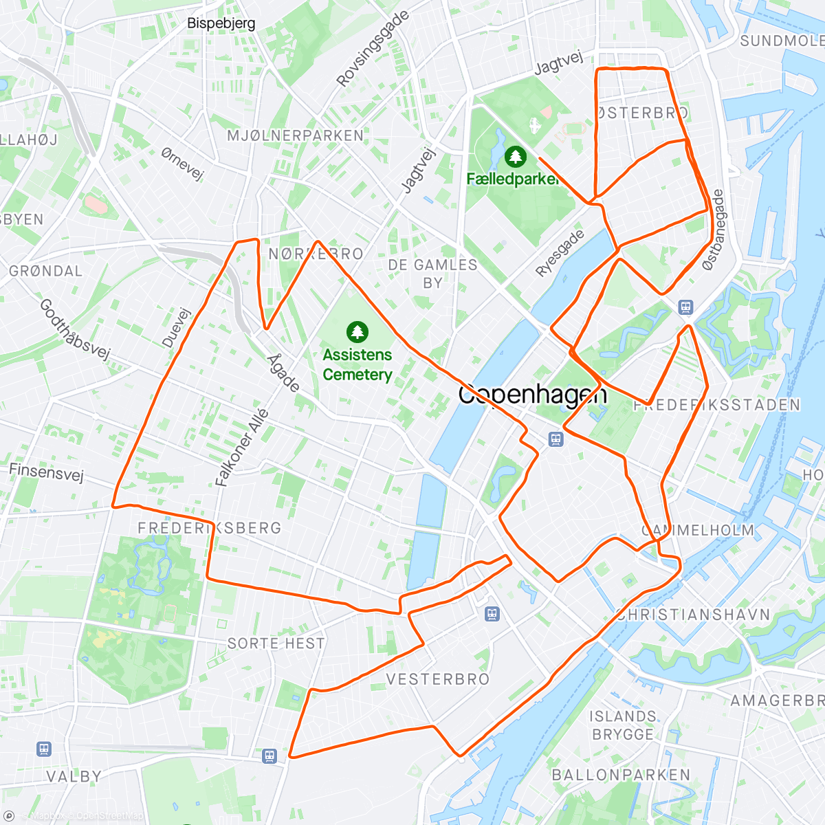 Mapa de la actividad, KBH Marathon - god følelse til 35 km - litt trått derfra og inn