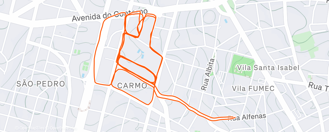 Map of the activity, Corrida matinal