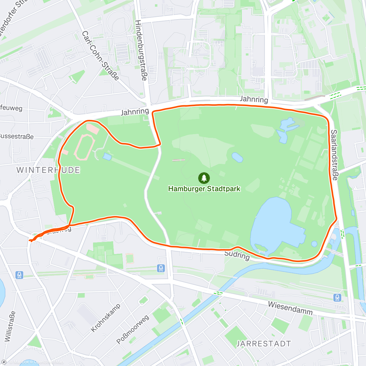 Map of the activity, Stadtparkrunde am Morgen