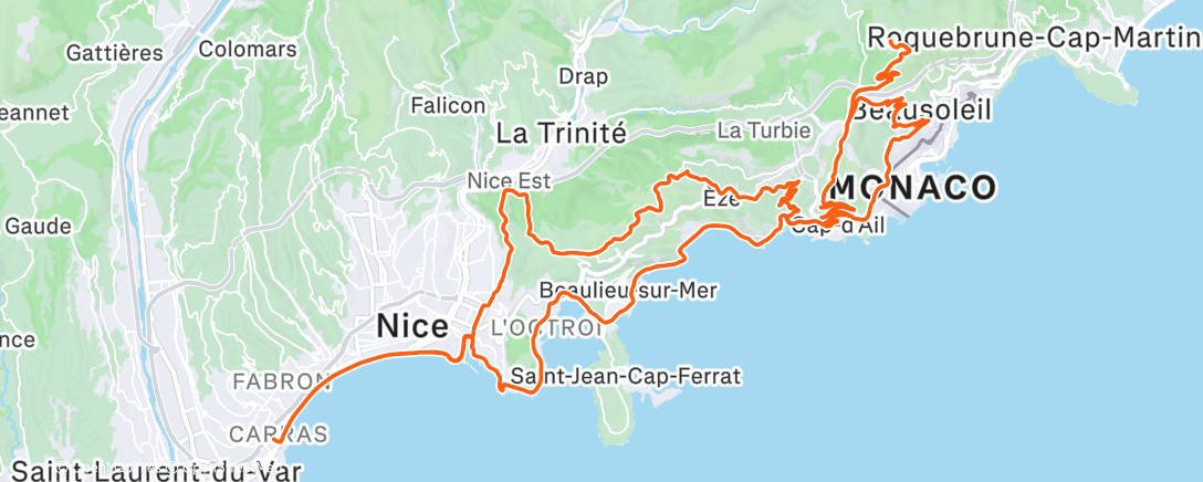 Map of the activity, Sortie vélo le midi
