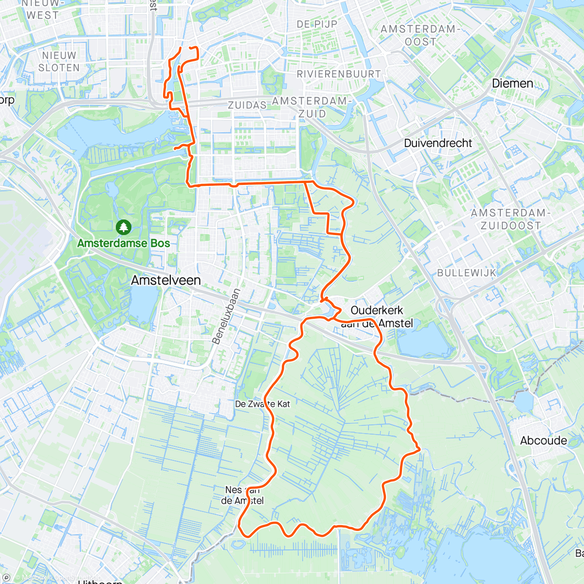 Mapa de la actividad, Gratitude ride #173. AGloriousWayToStartTheDay Amsterdam, Noord-Holland ☀️