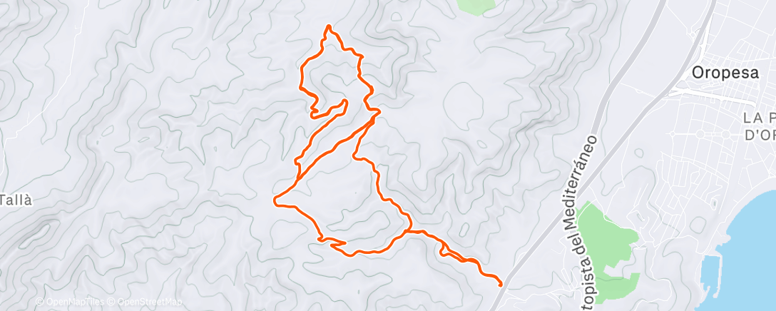 Map of the activity, Bicicleta de montaña por la tarde