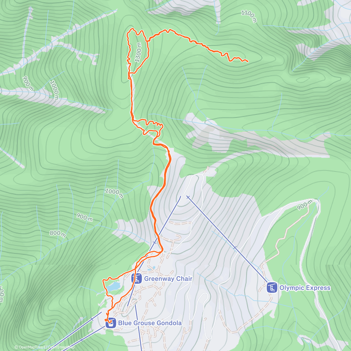 Карта физической активности (Snowshoe grind & Thunderbird Ridge)