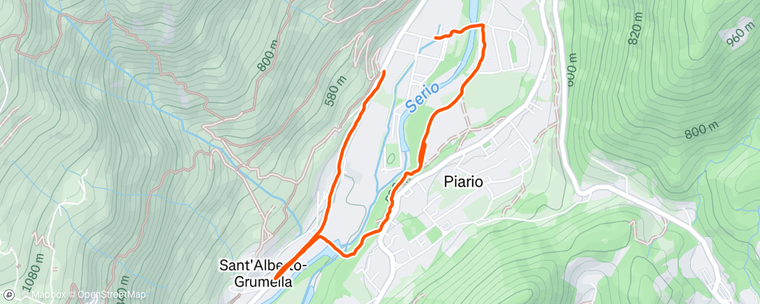 Map of the activity, Afternoon Run