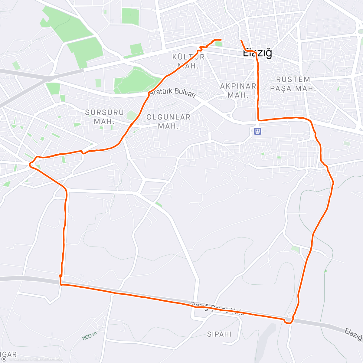 Map of the activity, Perşembe Akşamı Bisiklet Turu