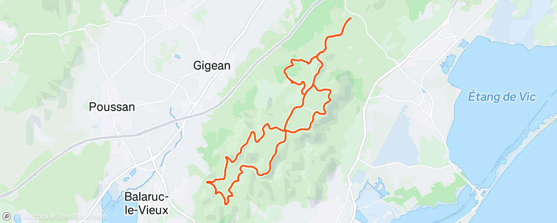Map of the activity, VTT dans la gardiole