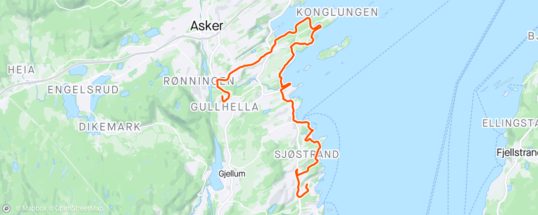 Map of the activity, Afternoon Ride Slemmestad / Vettre, Løkenesskogen