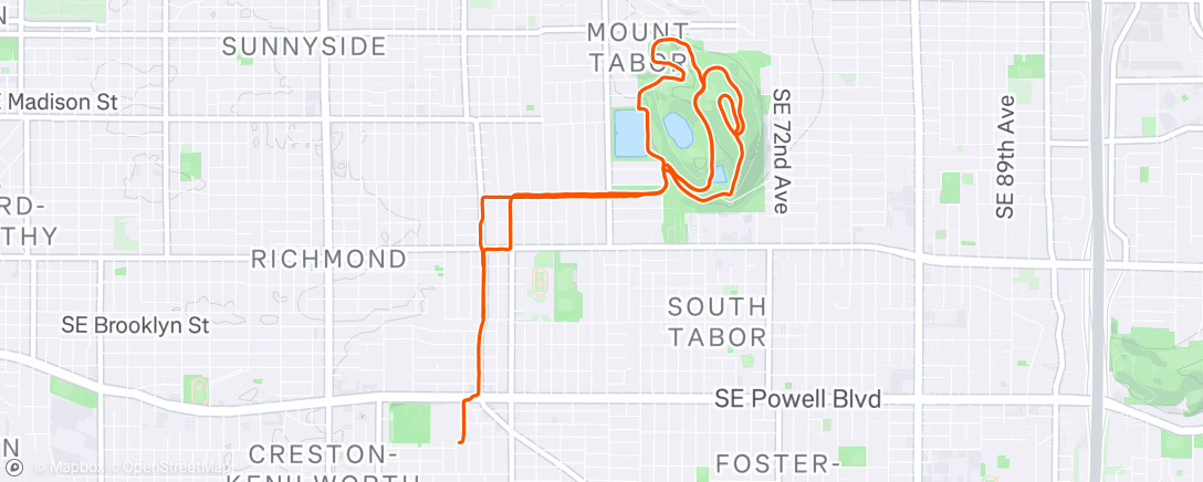 Map of the activity, Afternoon Run