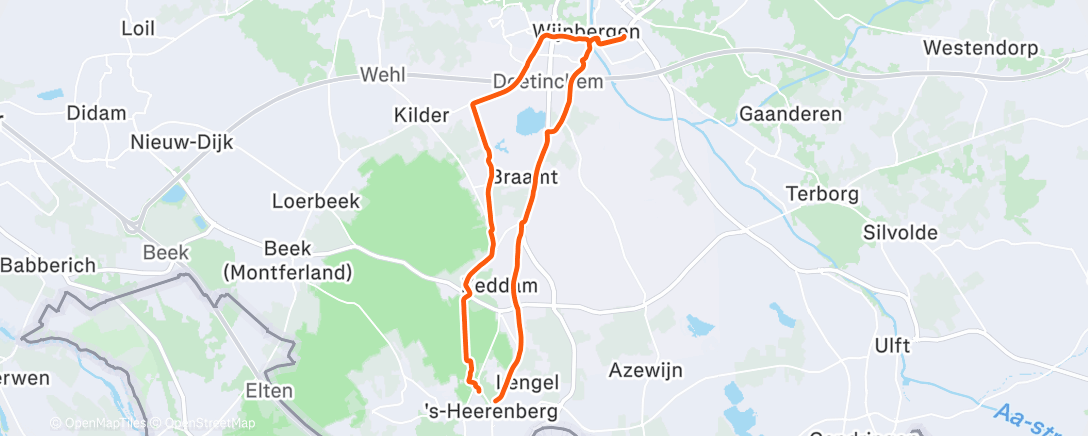 Map of the activity, Ochtendrit op mountainbike