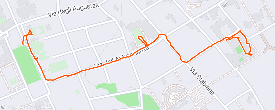 Map of the activity, Some of the walk through Pompeii, Apple Watch had a fit so turned it off