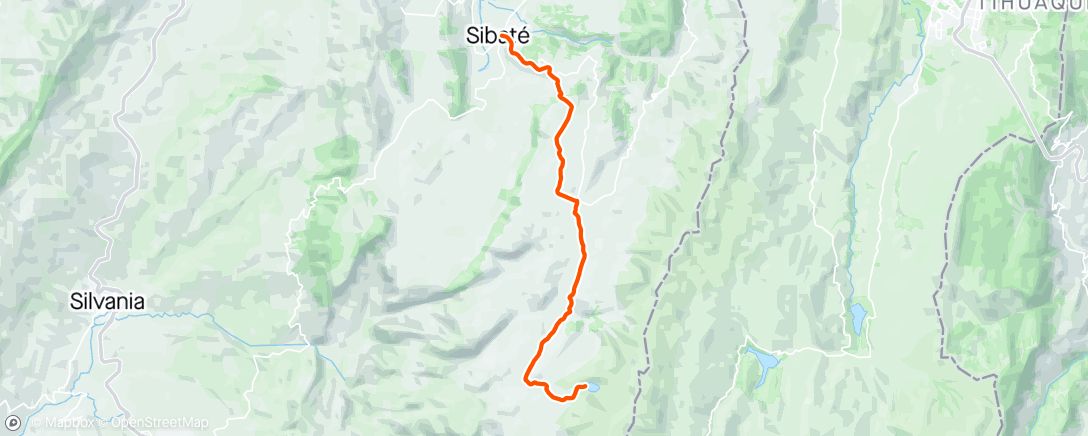 Map of the activity, Sibaté - Romeral - Laguna Los Colorados - Romeral