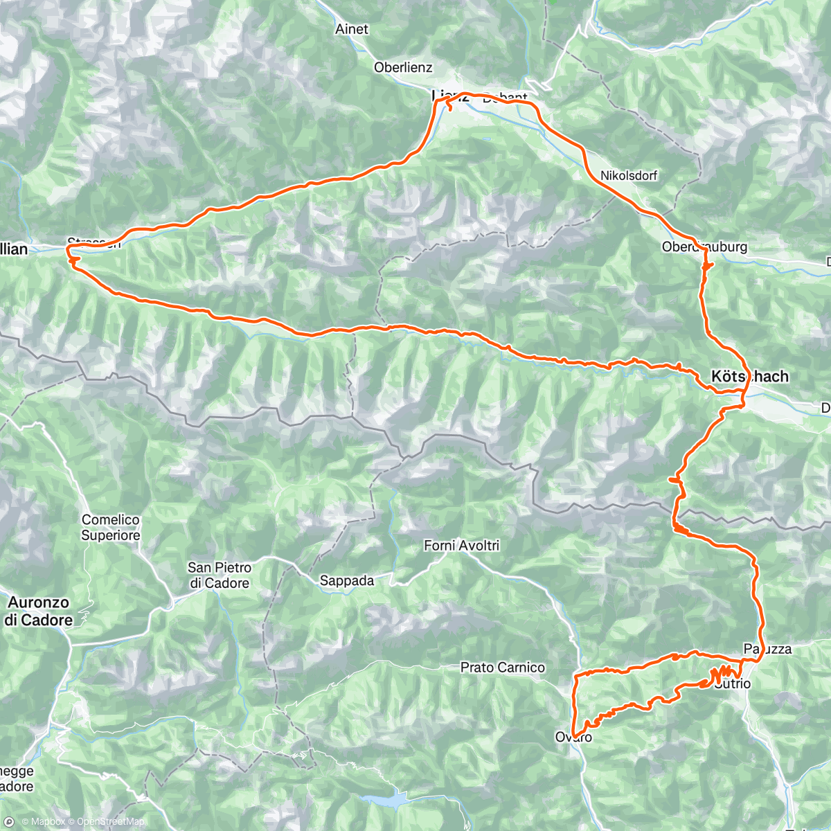 Map of the activity, 2025 super giro Dolomiti