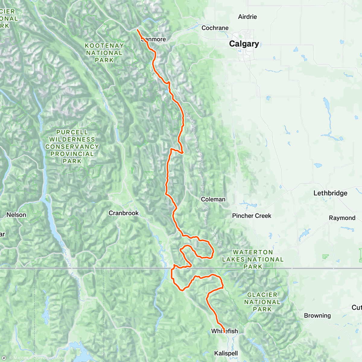 Map of the activity, Tour Divide - Day1&2 Nonstop