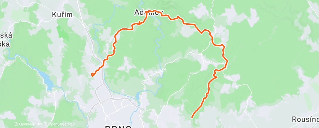 Map of the activity, Běh okolo Brna 2025 🔥