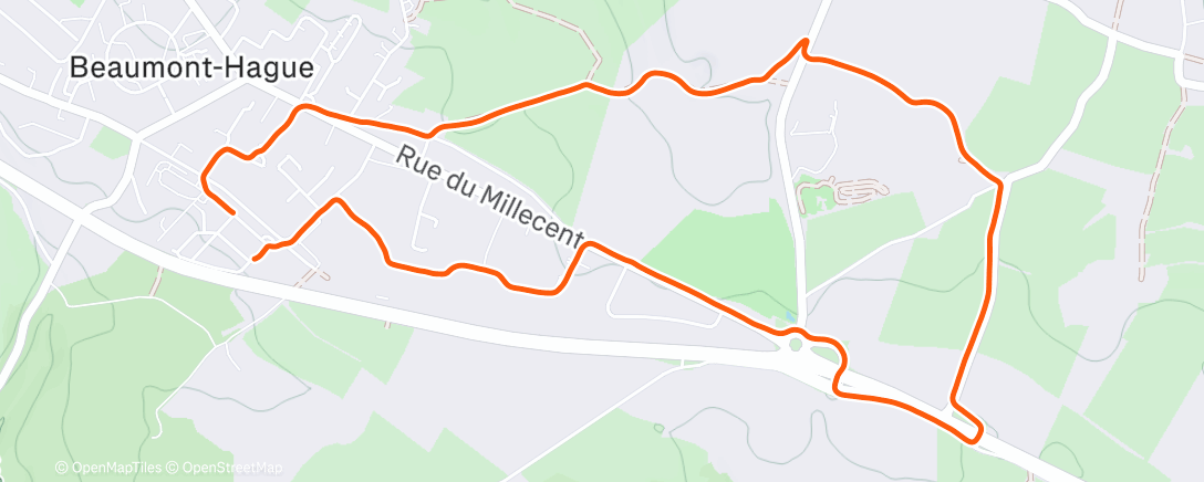 Map of the activity, Course à pied le midi