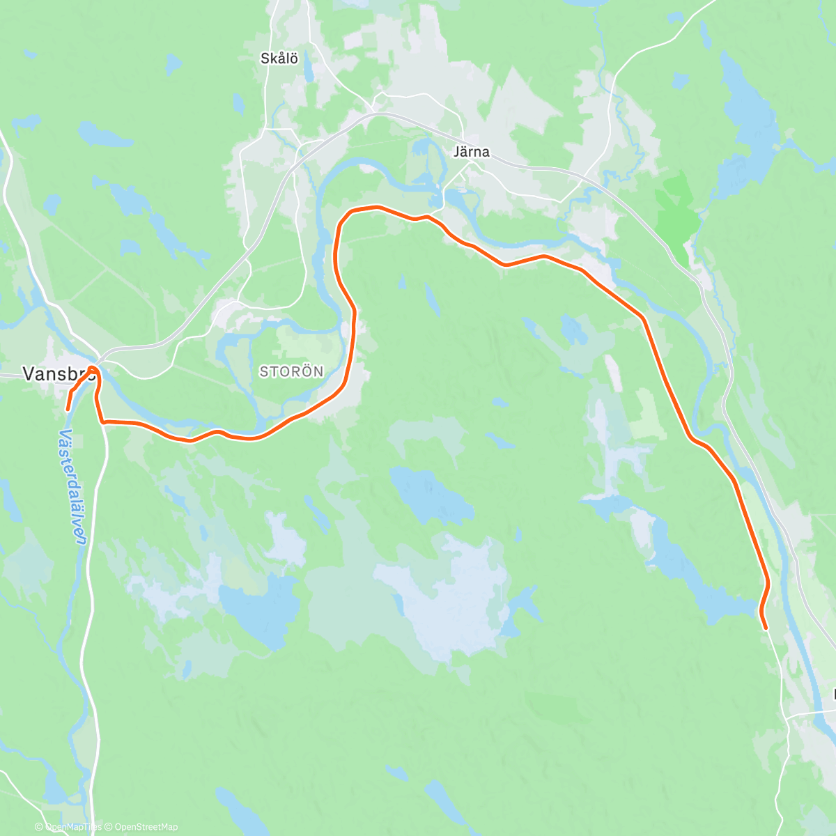 Mapa de la actividad (ROUVY - Challenge Vansbro | Sweden 45 km)