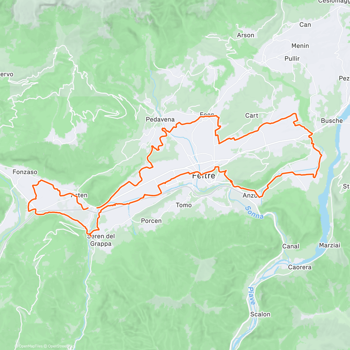 Map of the activity, Castelli Christmas Ride