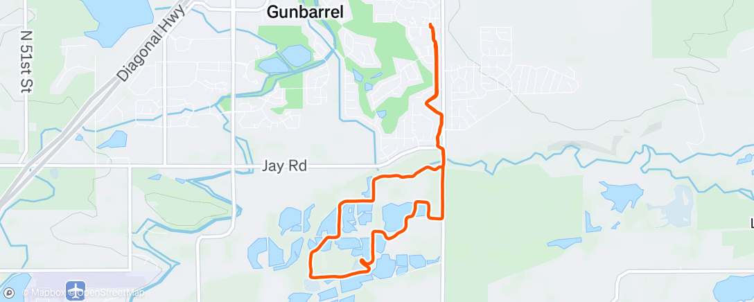 Map of the activity, Afternoon Run