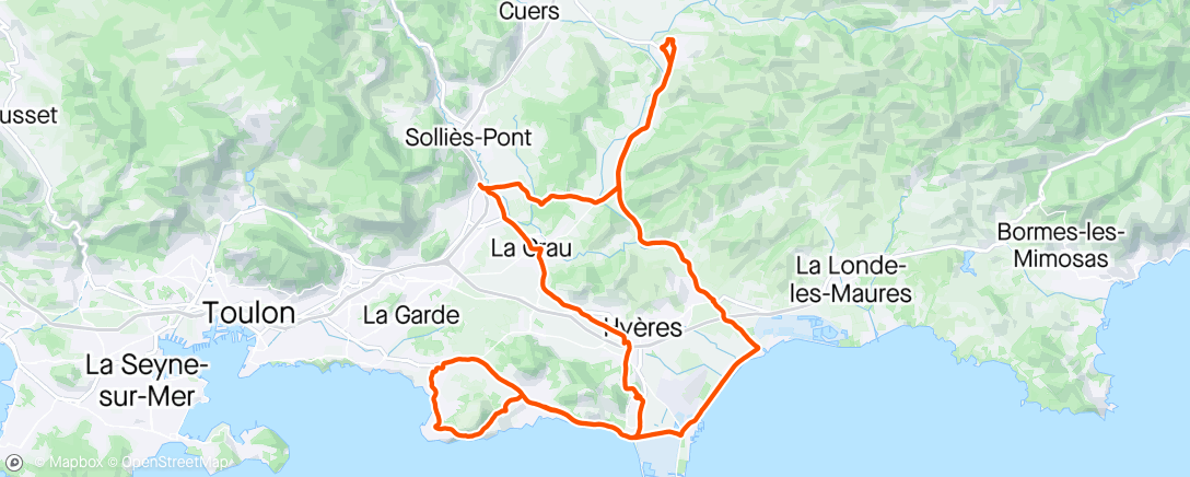 Map of the activity, Sortie vélo dans l'après-midi orage et vent