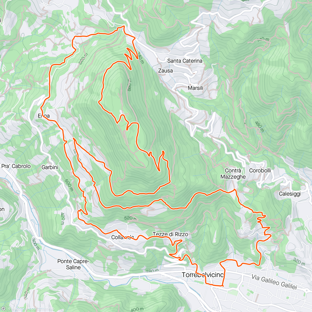 Map of the activity, Marcia di Torrebelvicino