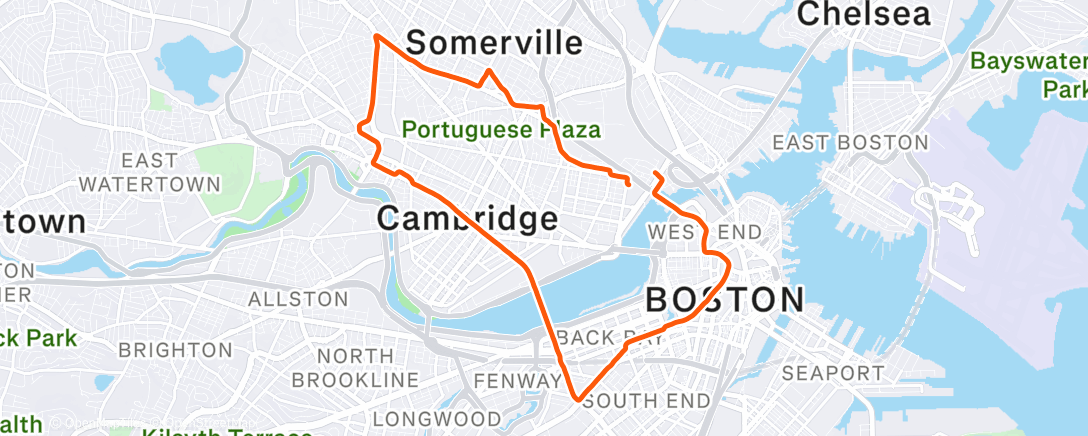 Map of the activity, Afternoon Run